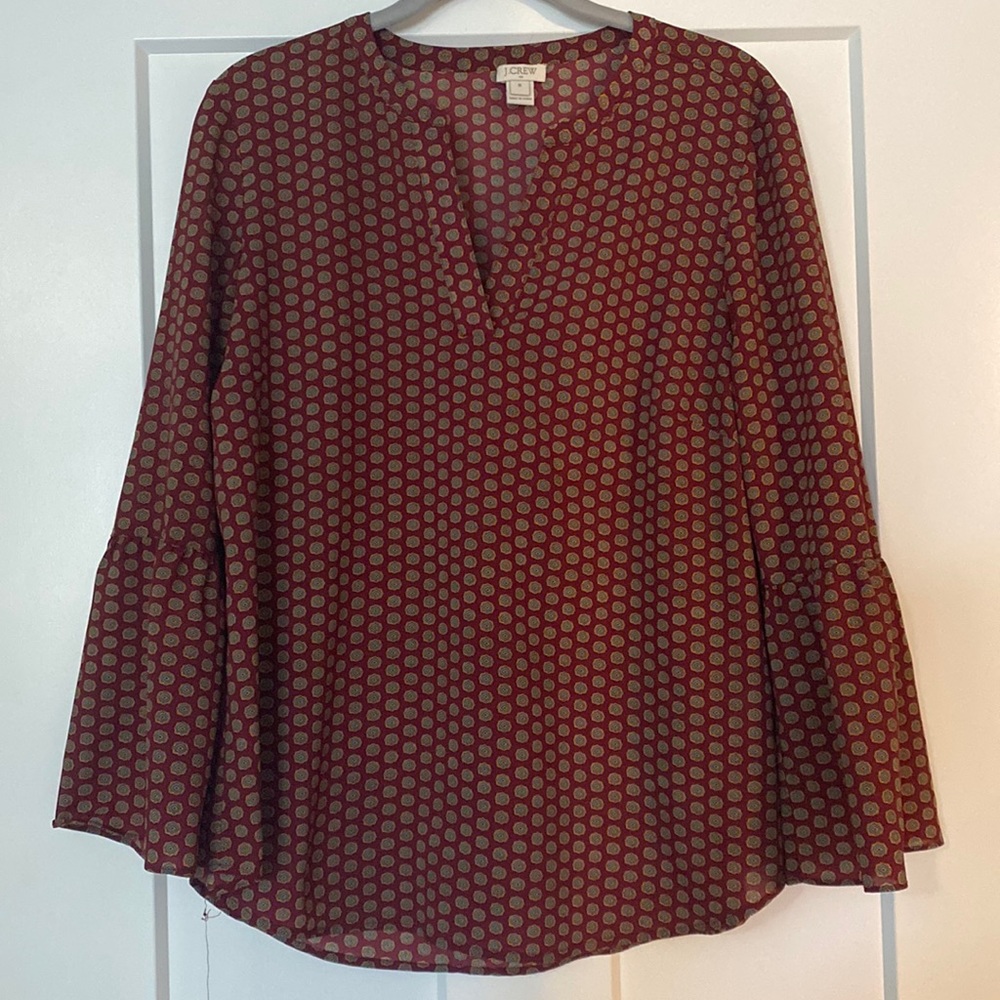 J Crew Womens Blouse Bell Sleeves, Size M‎